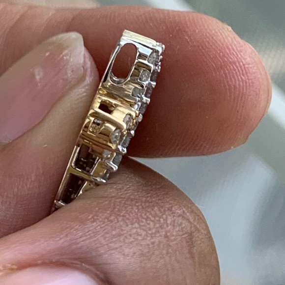 10k Gold Two Toned Diamond Pendant Slide - Picture 4 of 9